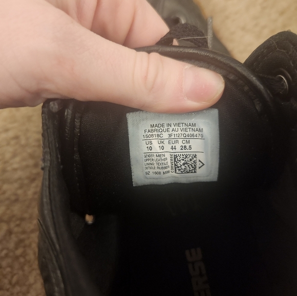 Converse Chuck Taylor Shoe Men 10 Leather Black All-Star High-Top Gum Sole - Picture 6 of 7